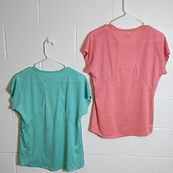 2 Avia Pink and Green Fitted Short Sleeve Work out Athleisure Tee Shirts - Picture 15 of 16